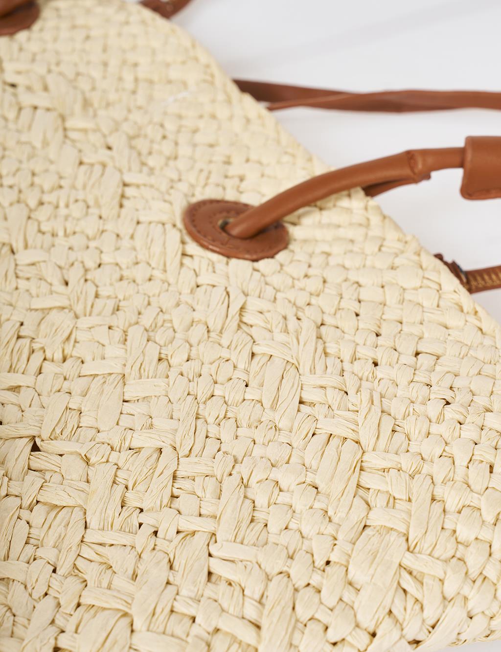 Straw Shoulder Bag Cream