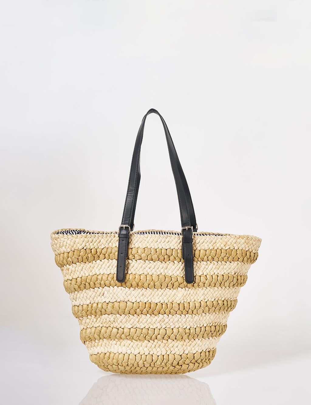 Cream Straw Shoulder Bag