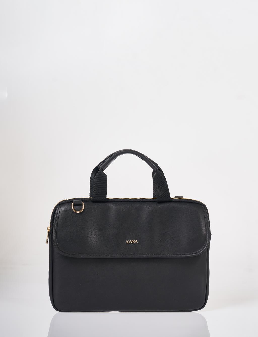 Black Faux Leather Laptop Bag