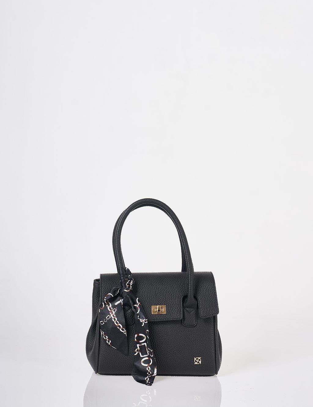 Scarf Detail Handbag Black