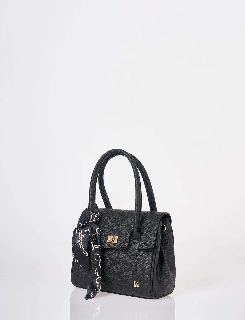 Scarf Detail Handbag Black