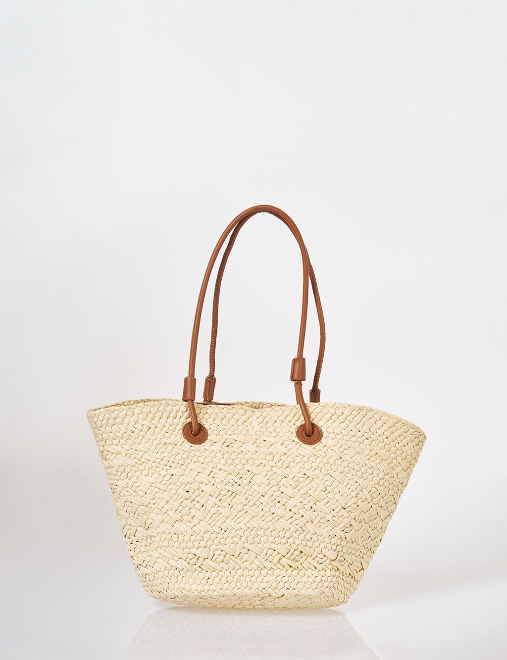 Straw Shoulder Bag Cream