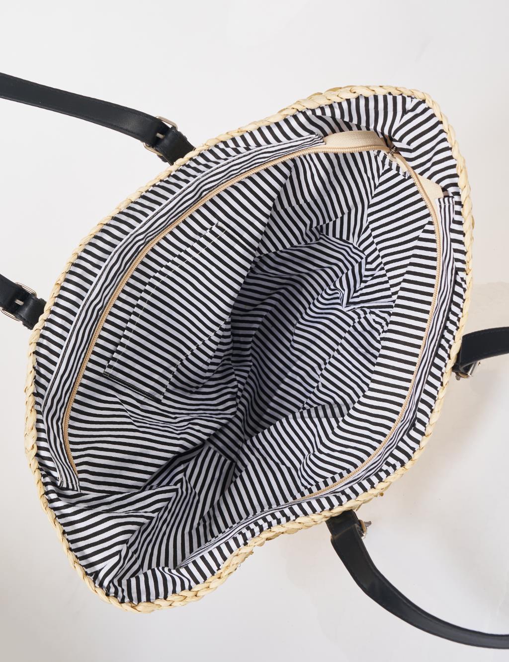 Cream Straw Shoulder Bag