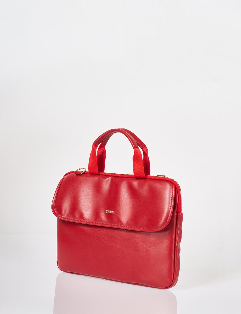 Red Faux Leather Laptop Bag