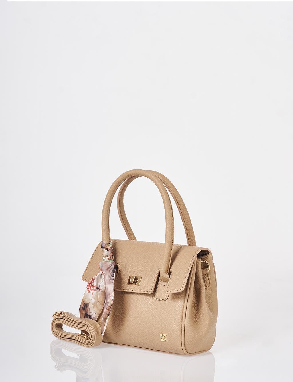 Scarf Detail Handbag Mink