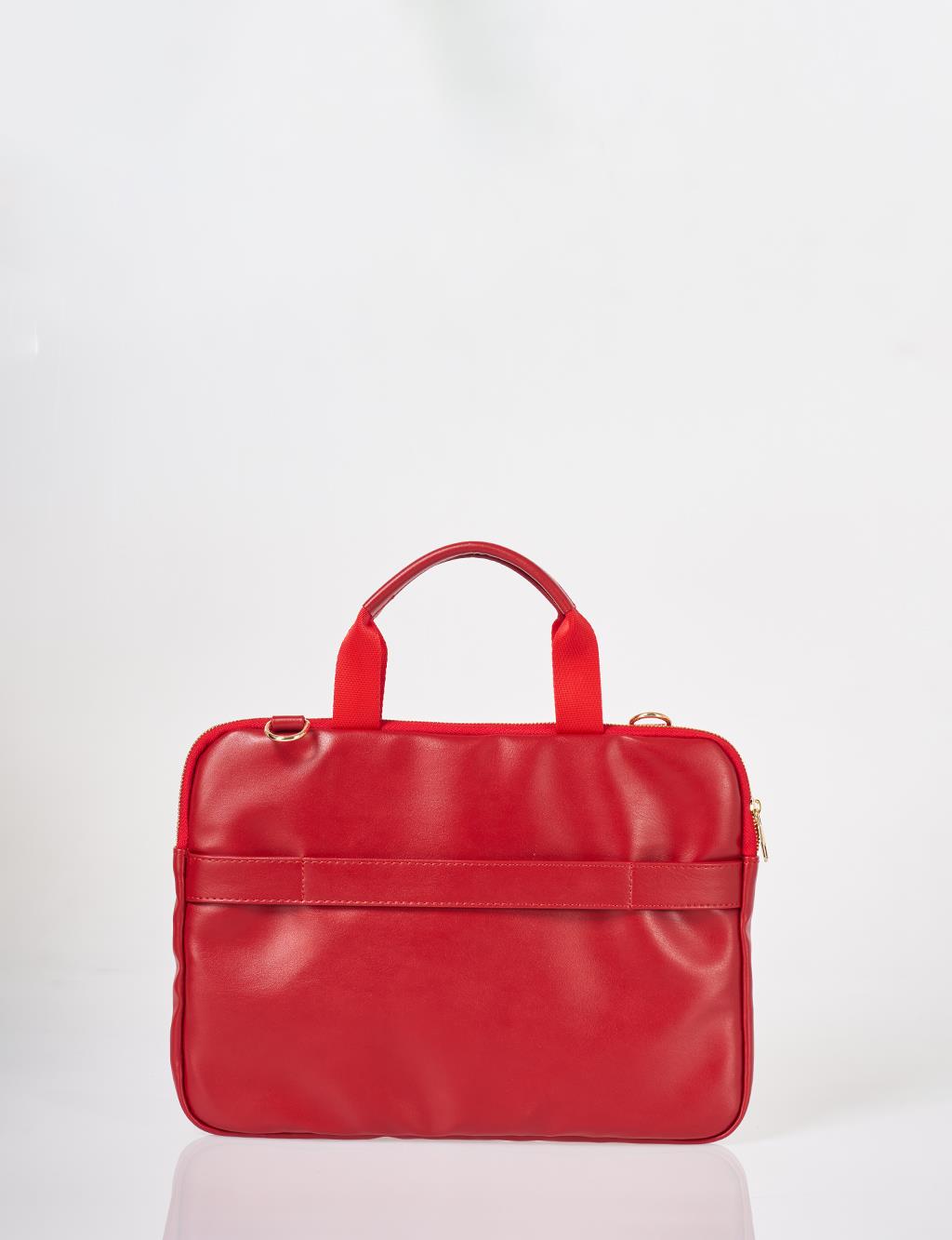 Red Faux Leather Laptop Bag