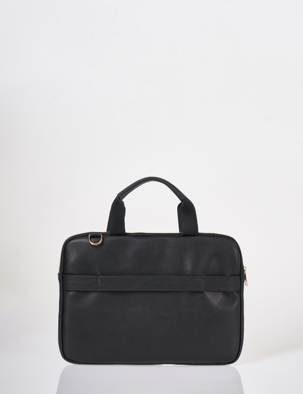 Black Faux Leather Laptop Bag