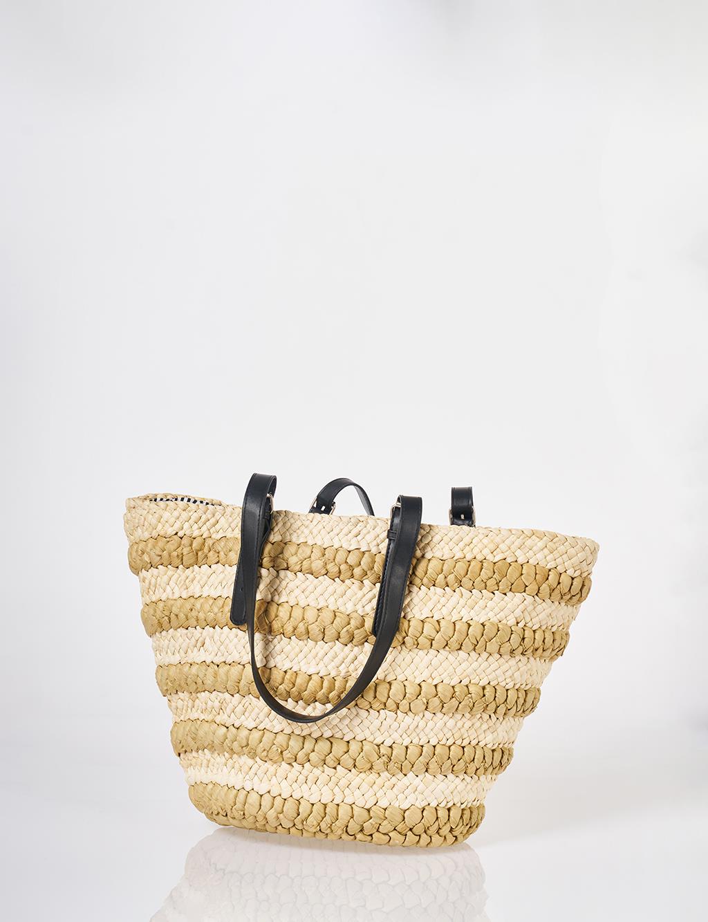 Cream Straw Shoulder Bag