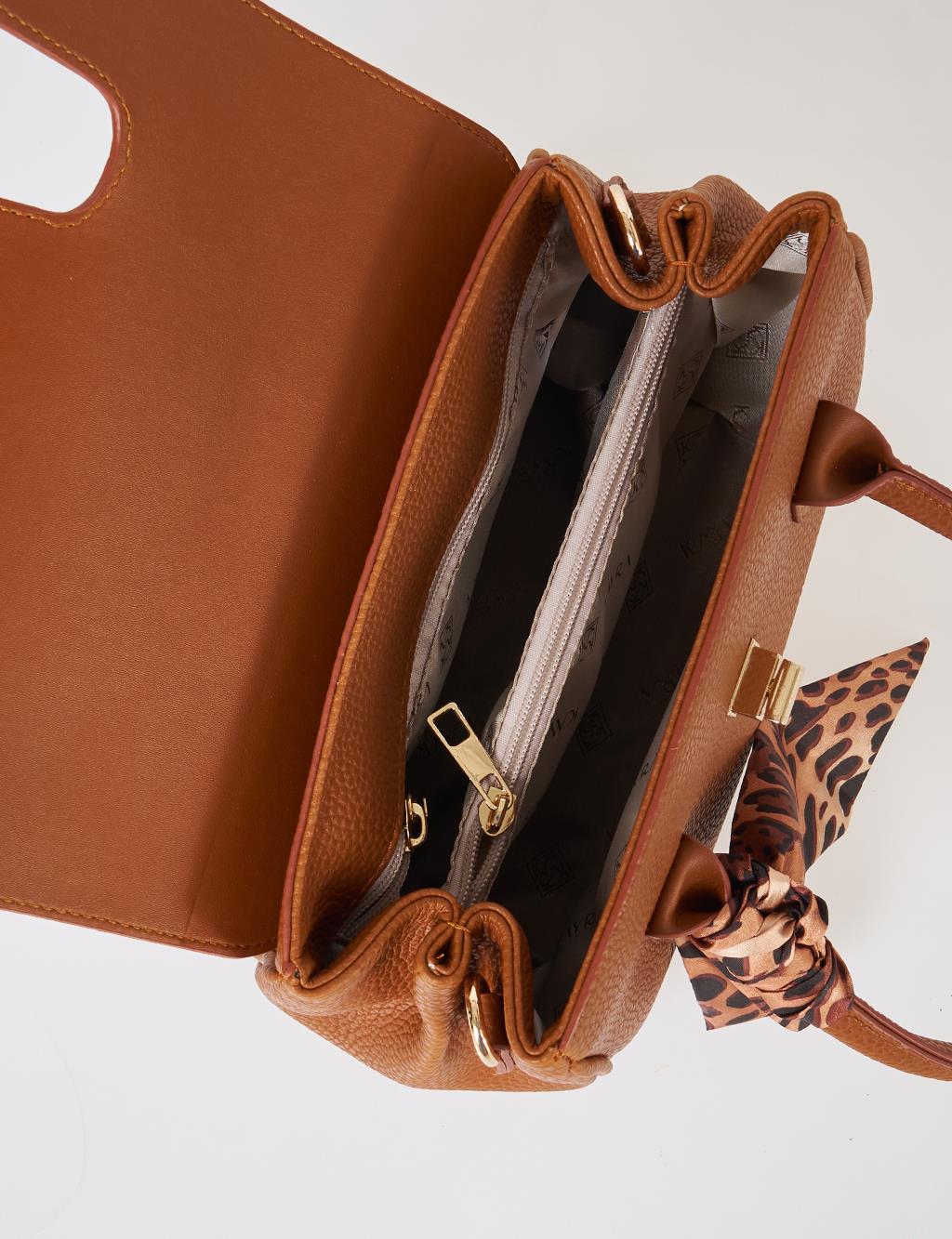 Scarf Detail Handbag Tan