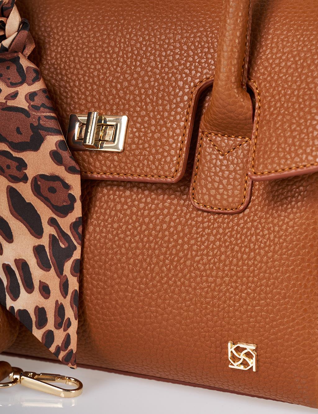 Scarf Detail Handbag Tan