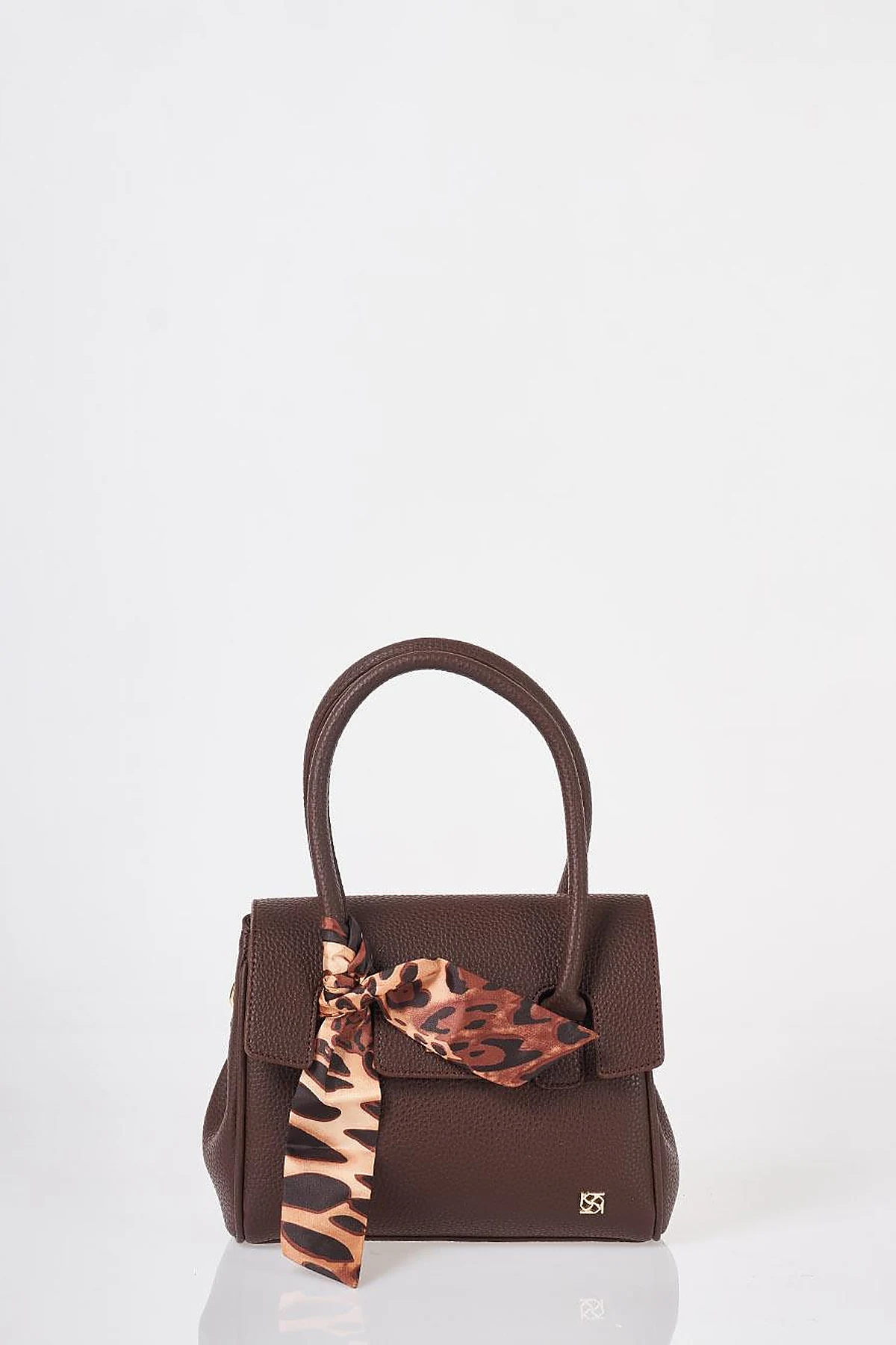 Scarf Detail Handbag Dark Brown