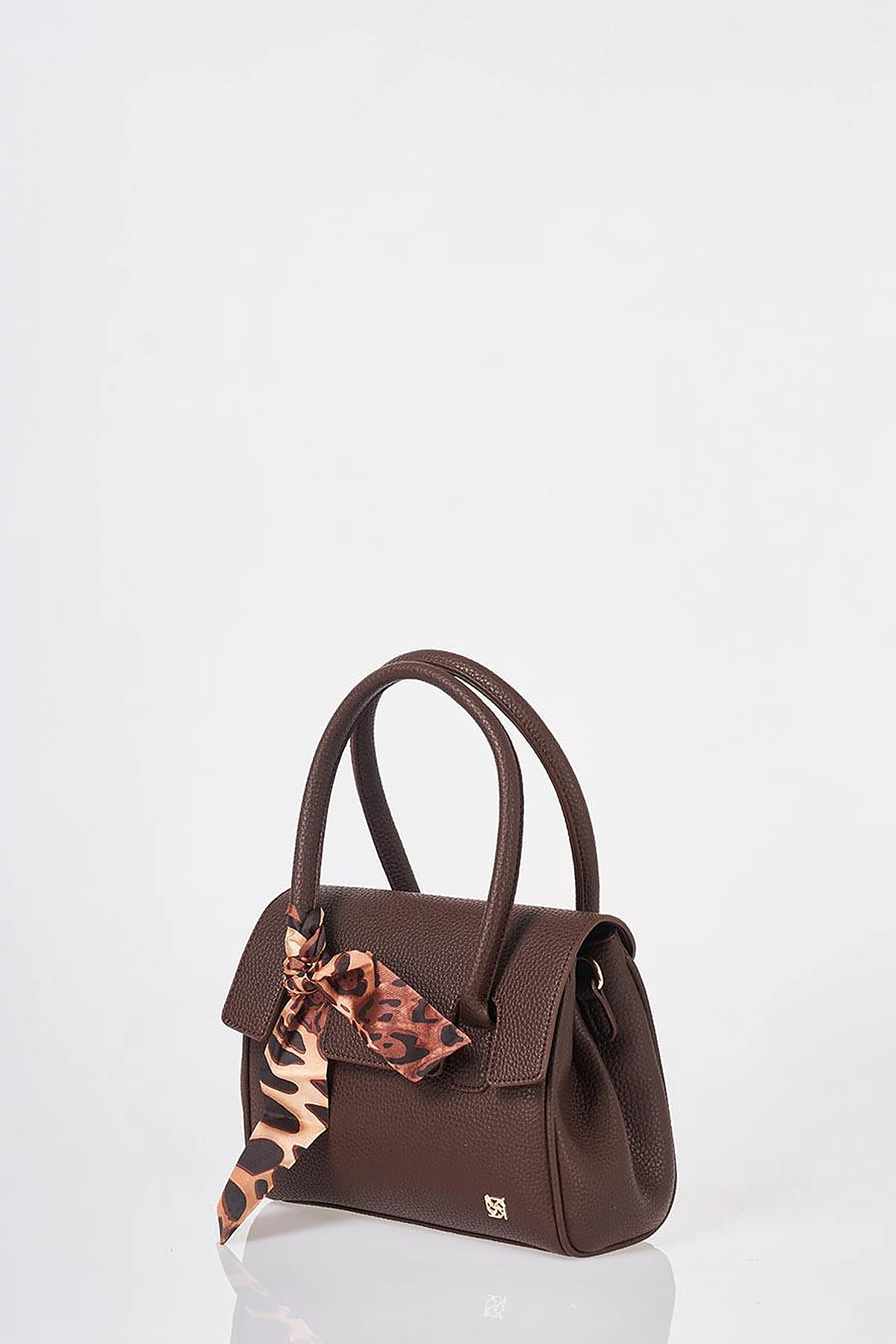 Scarf Detail Handbag Dark Brown