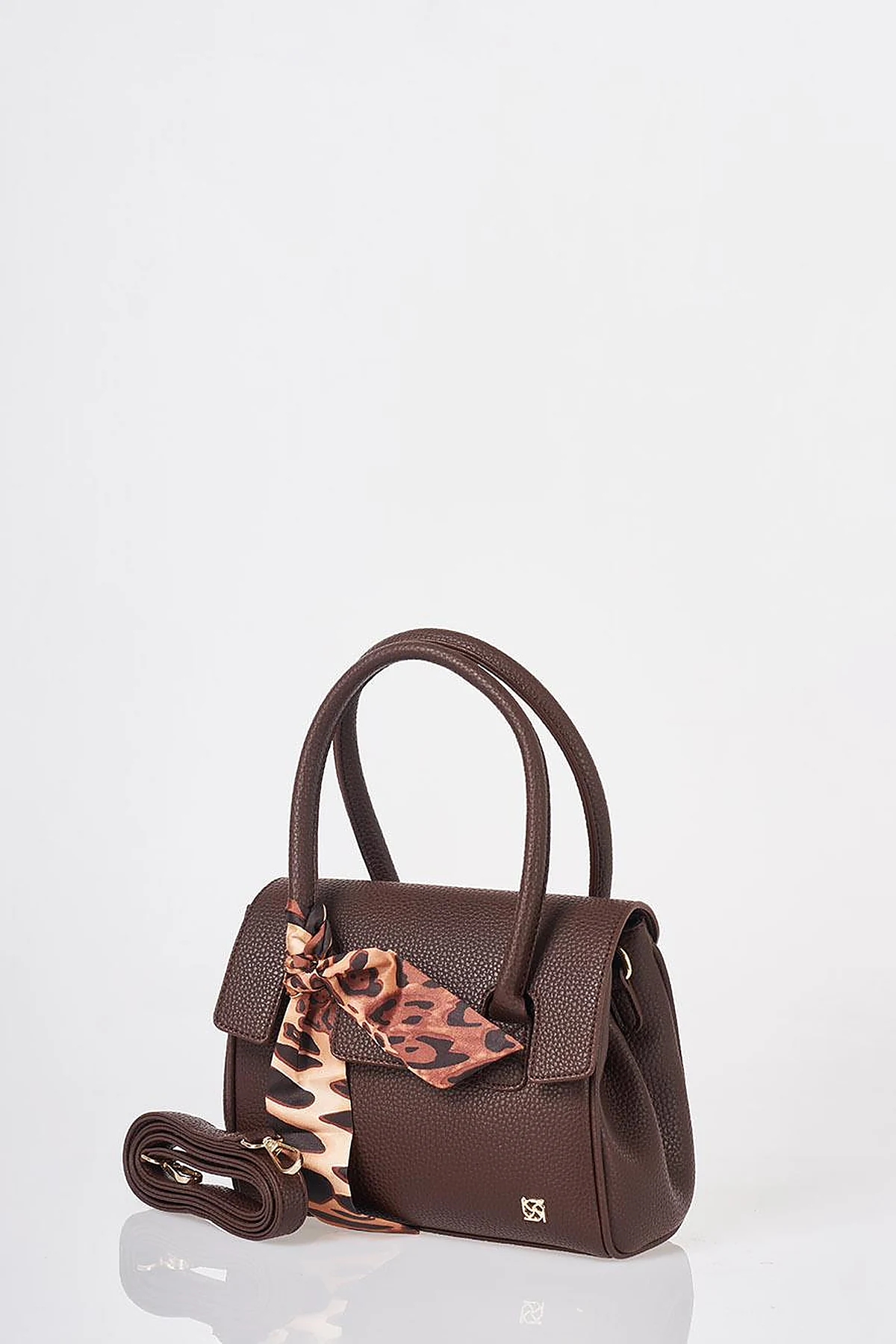 Scarf Detail Handbag Dark Brown