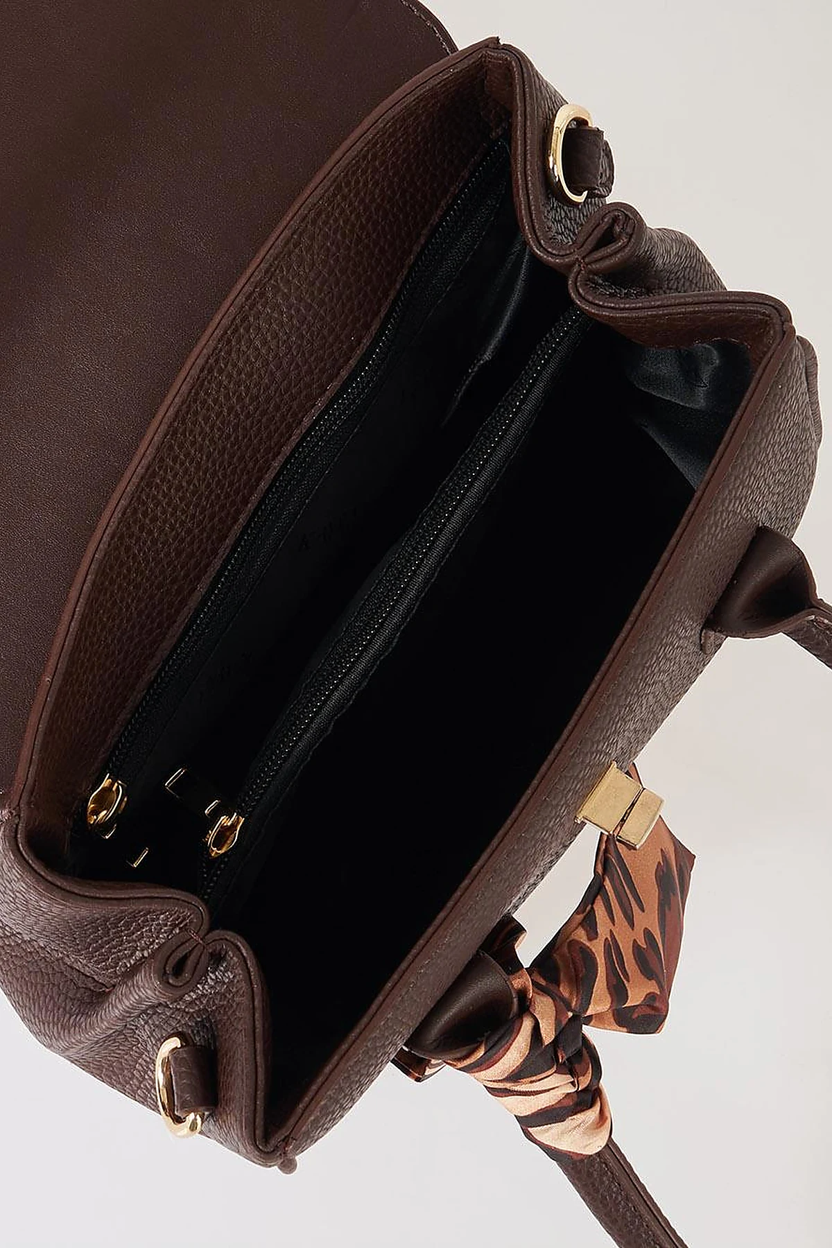 Scarf Detail Handbag Dark Brown