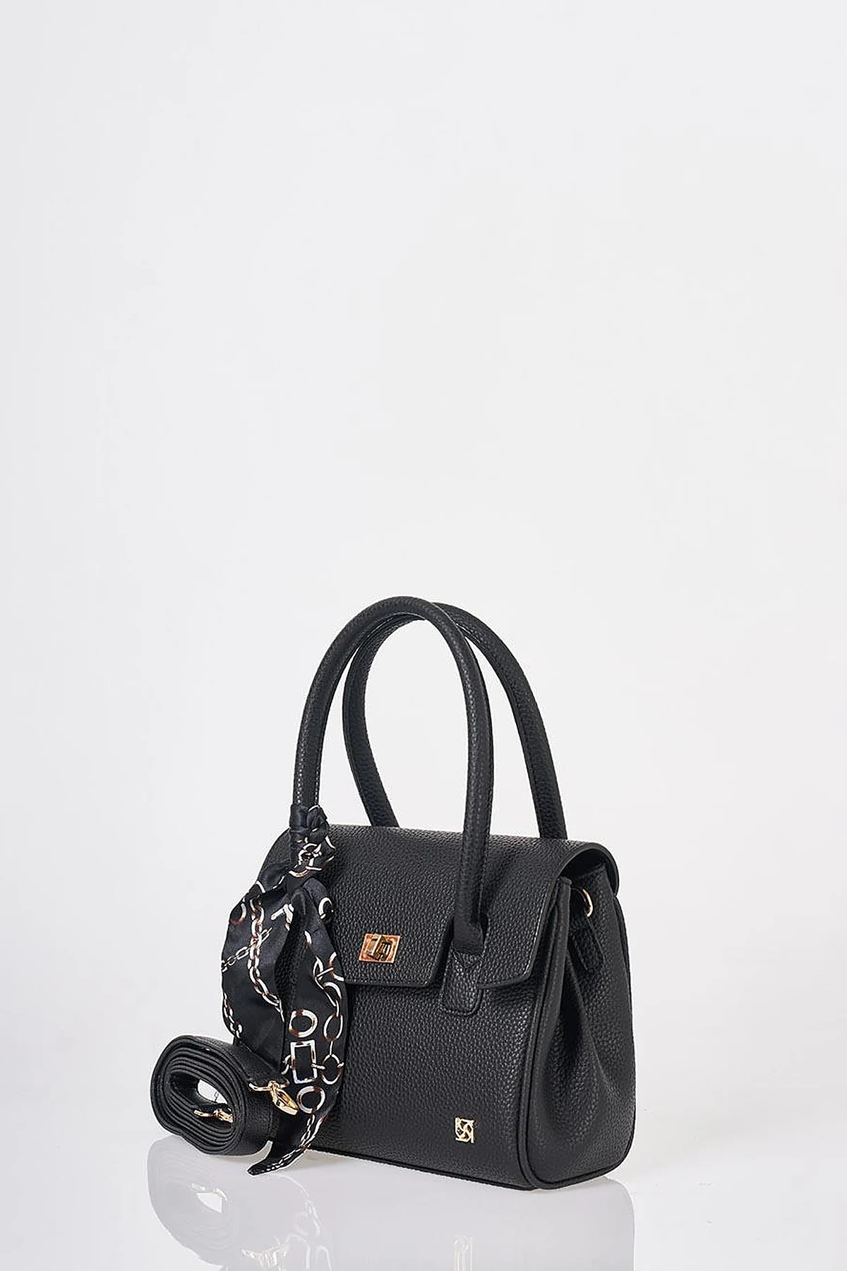 Scarf Detail Handbag Black