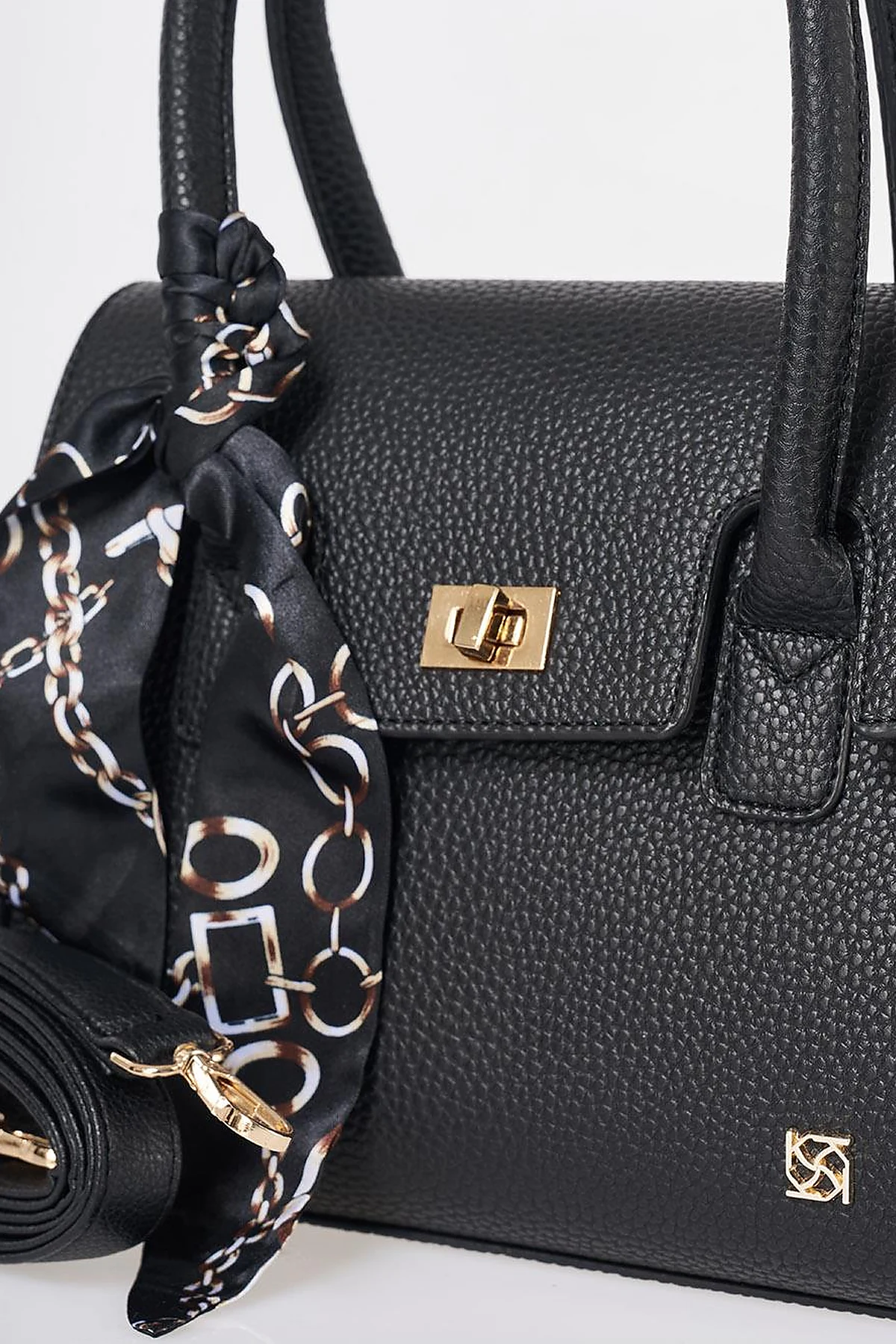 Scarf Detail Handbag Black