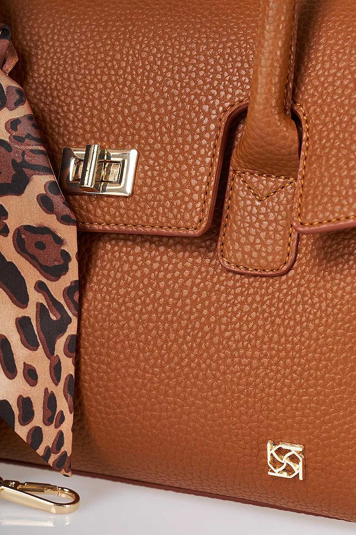 Scarf Detail Handbag Tan