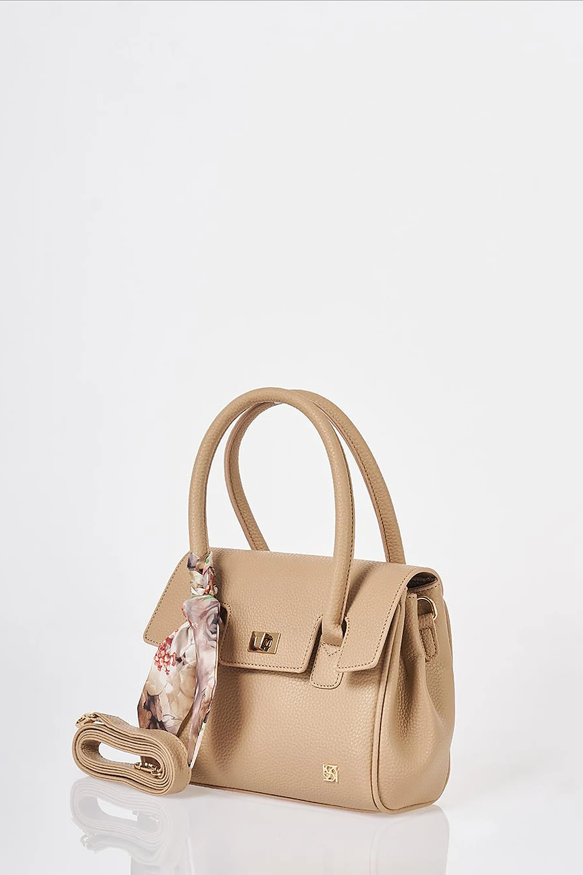 Scarf Detail Handbag Mink