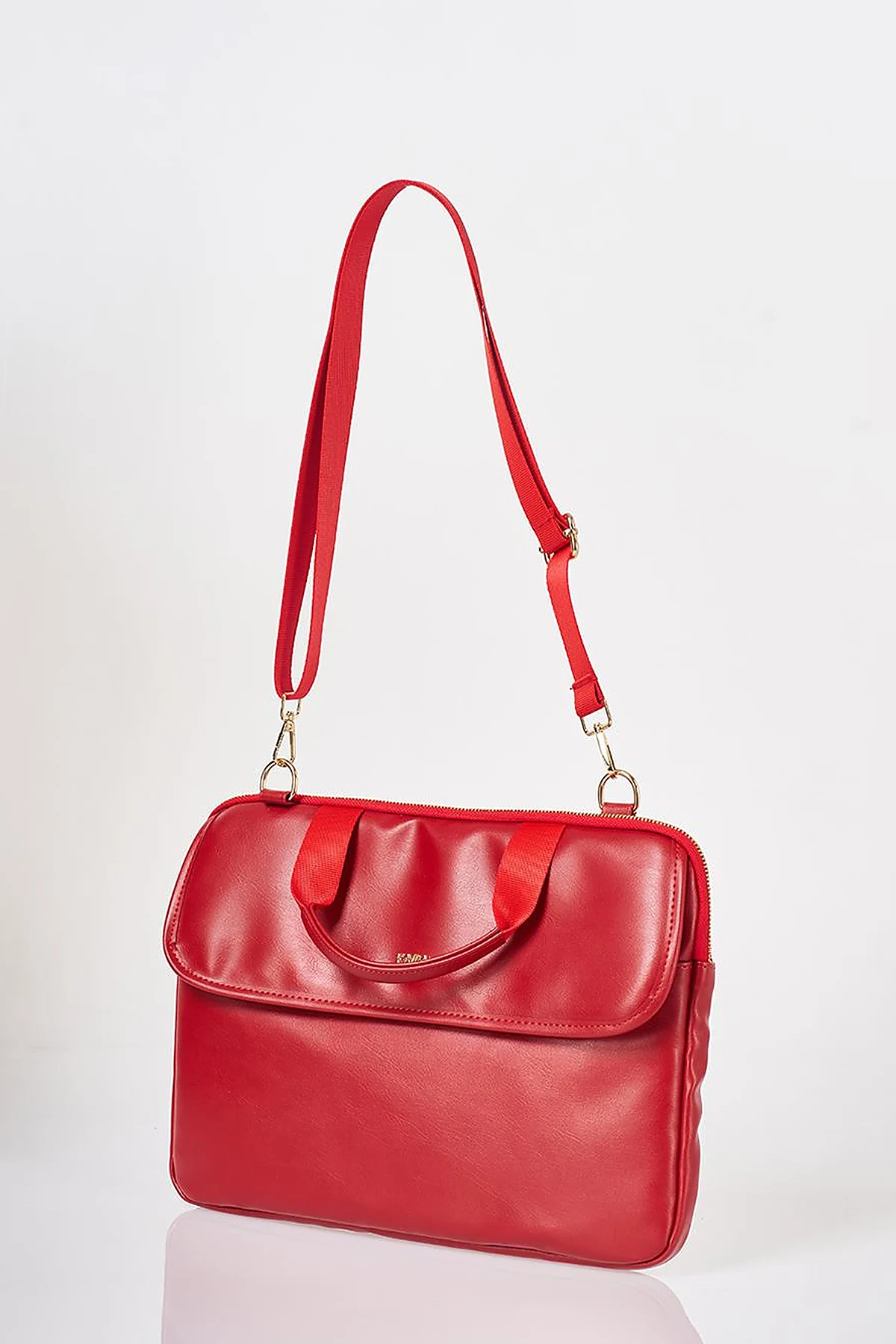 Red Faux Leather Laptop Bag