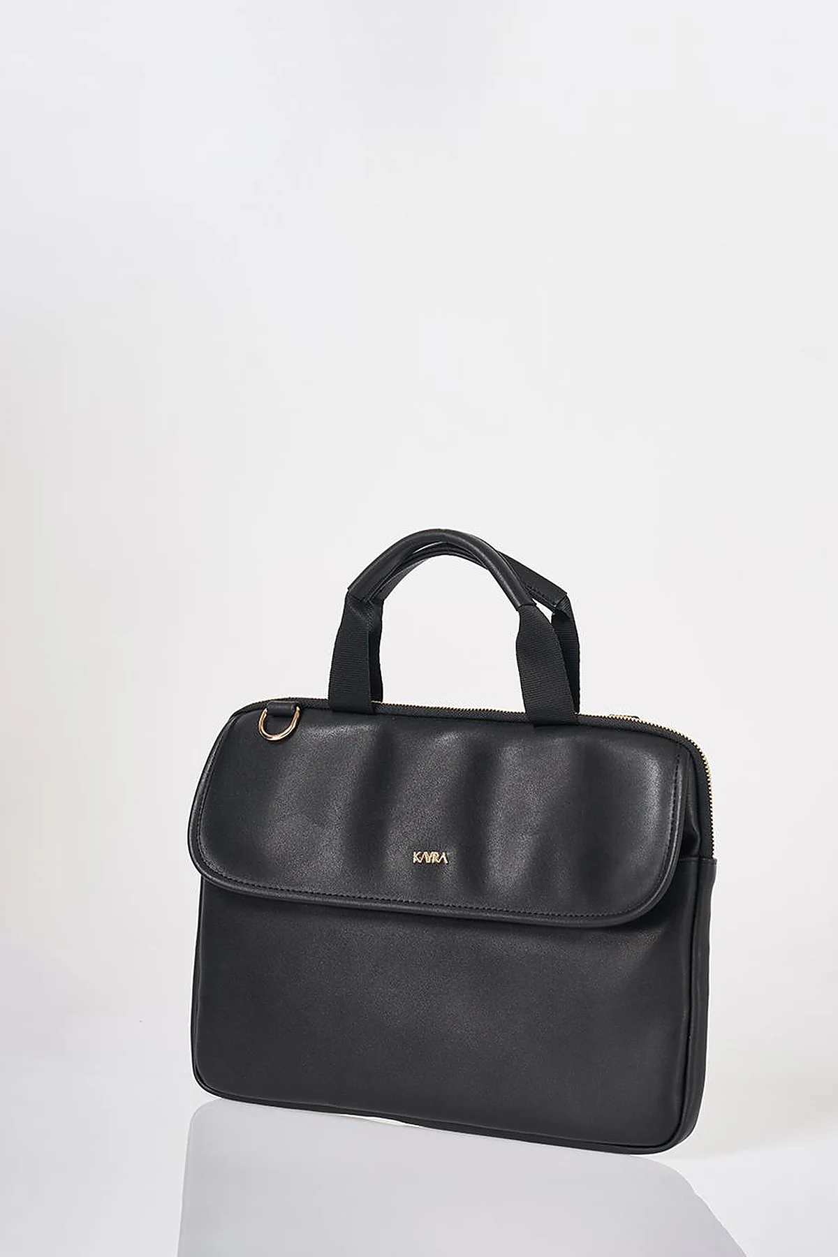 Black Faux Leather Laptop Bag