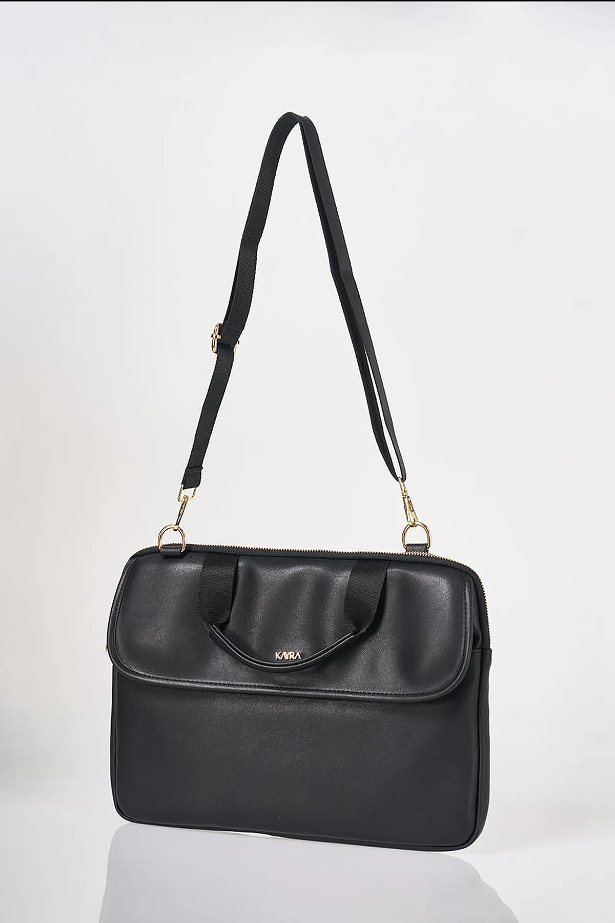 Black Faux Leather Laptop Bag