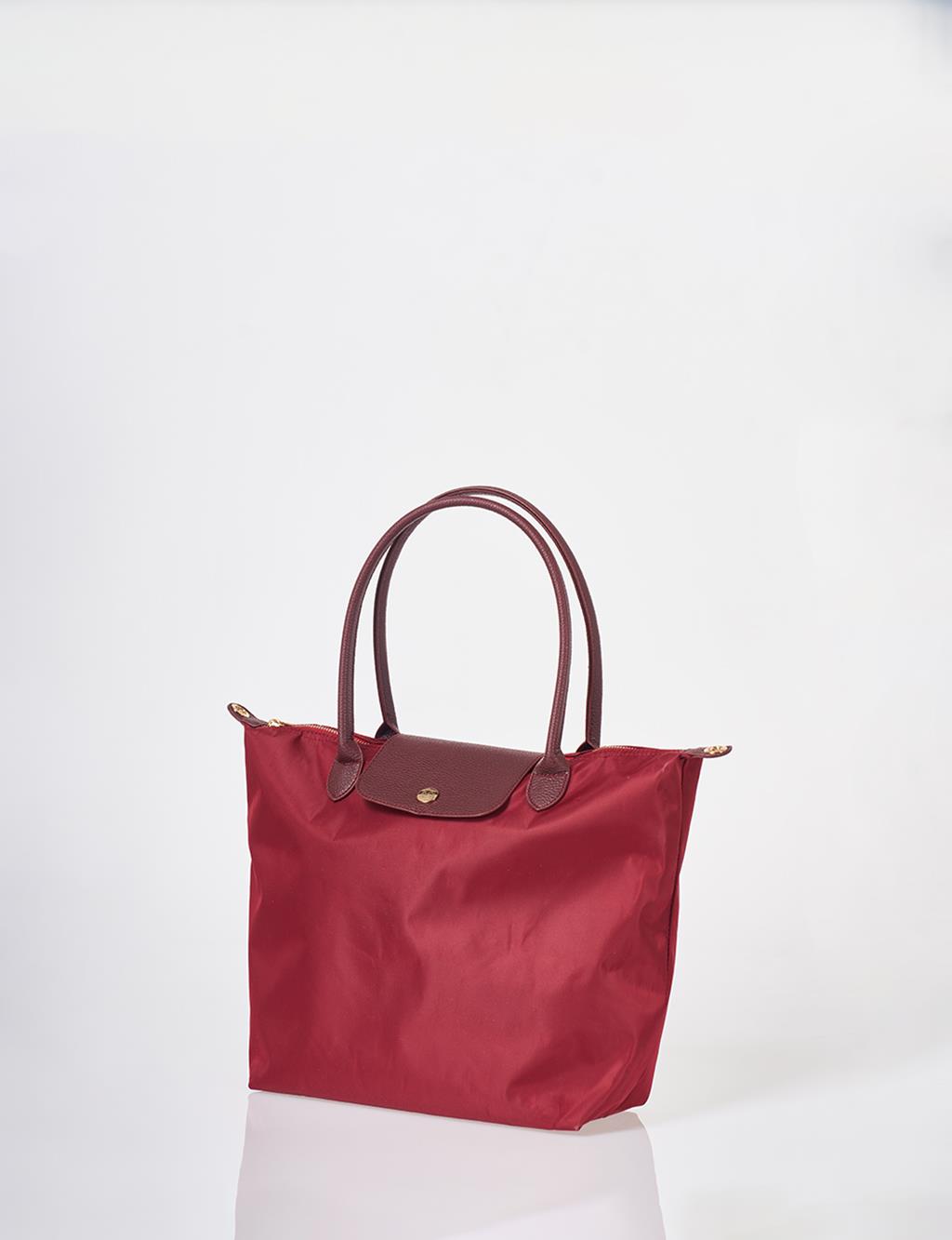 Flap Large Fabric Bag Red