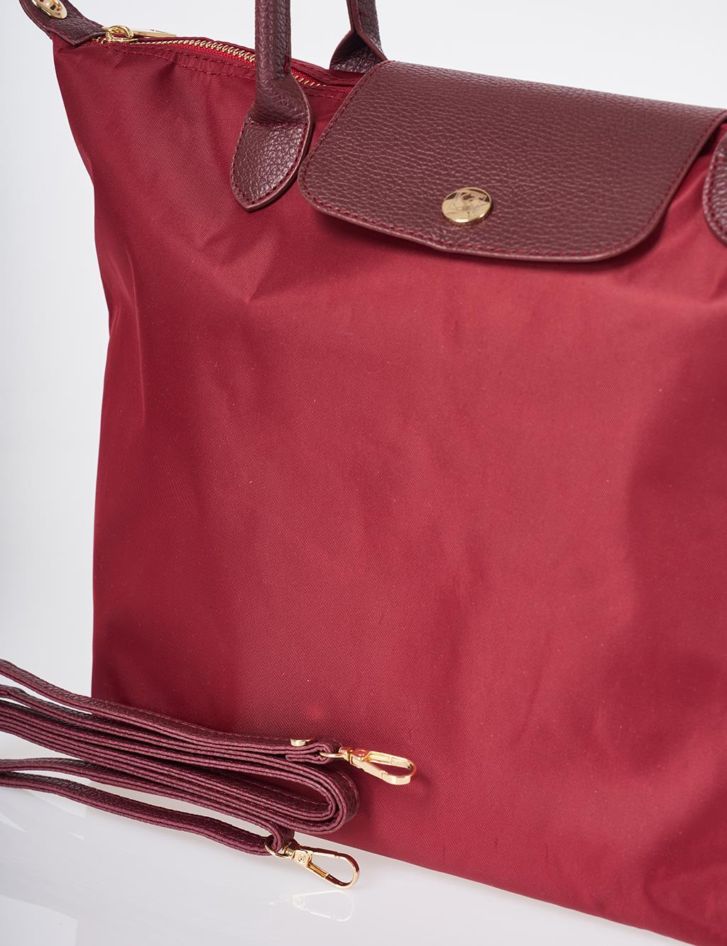Flap Large Fabric Bag Red