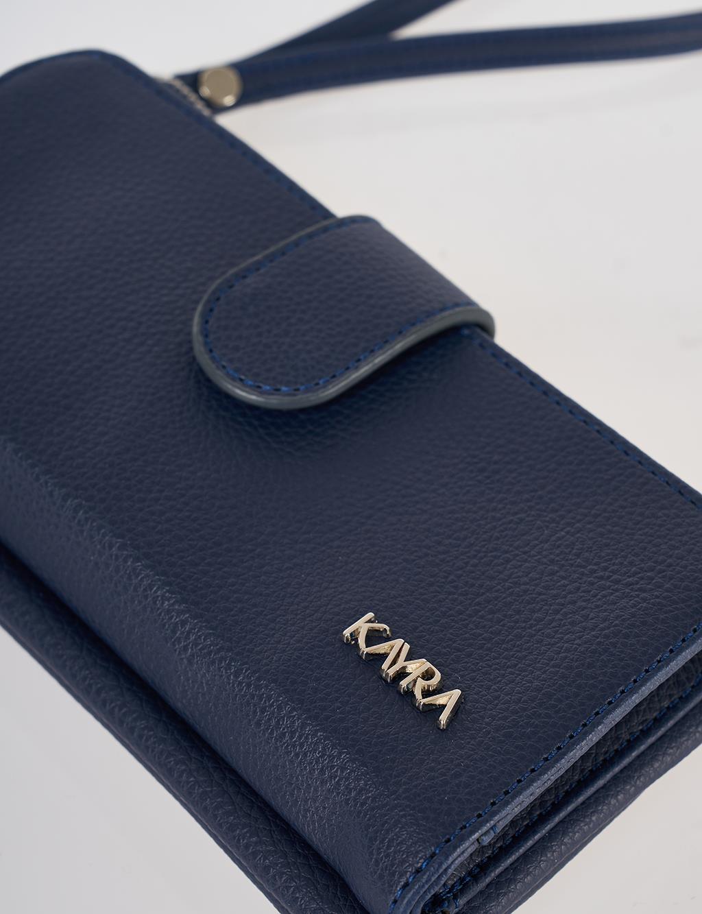 Snap Closure Long Wallet Navy