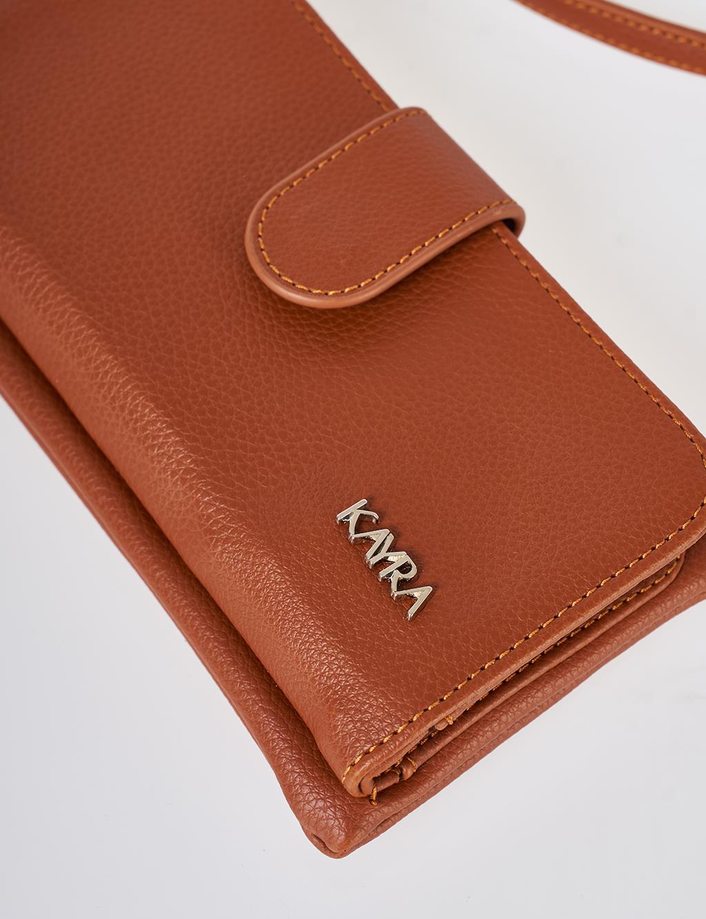 Snap Closure Long Wallet Tan