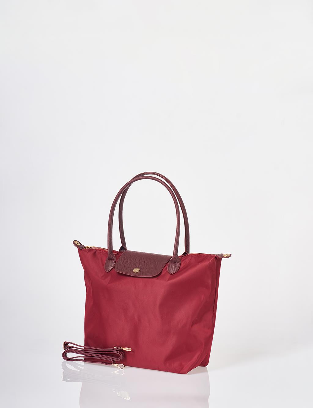 Flap Large Fabric Bag Red