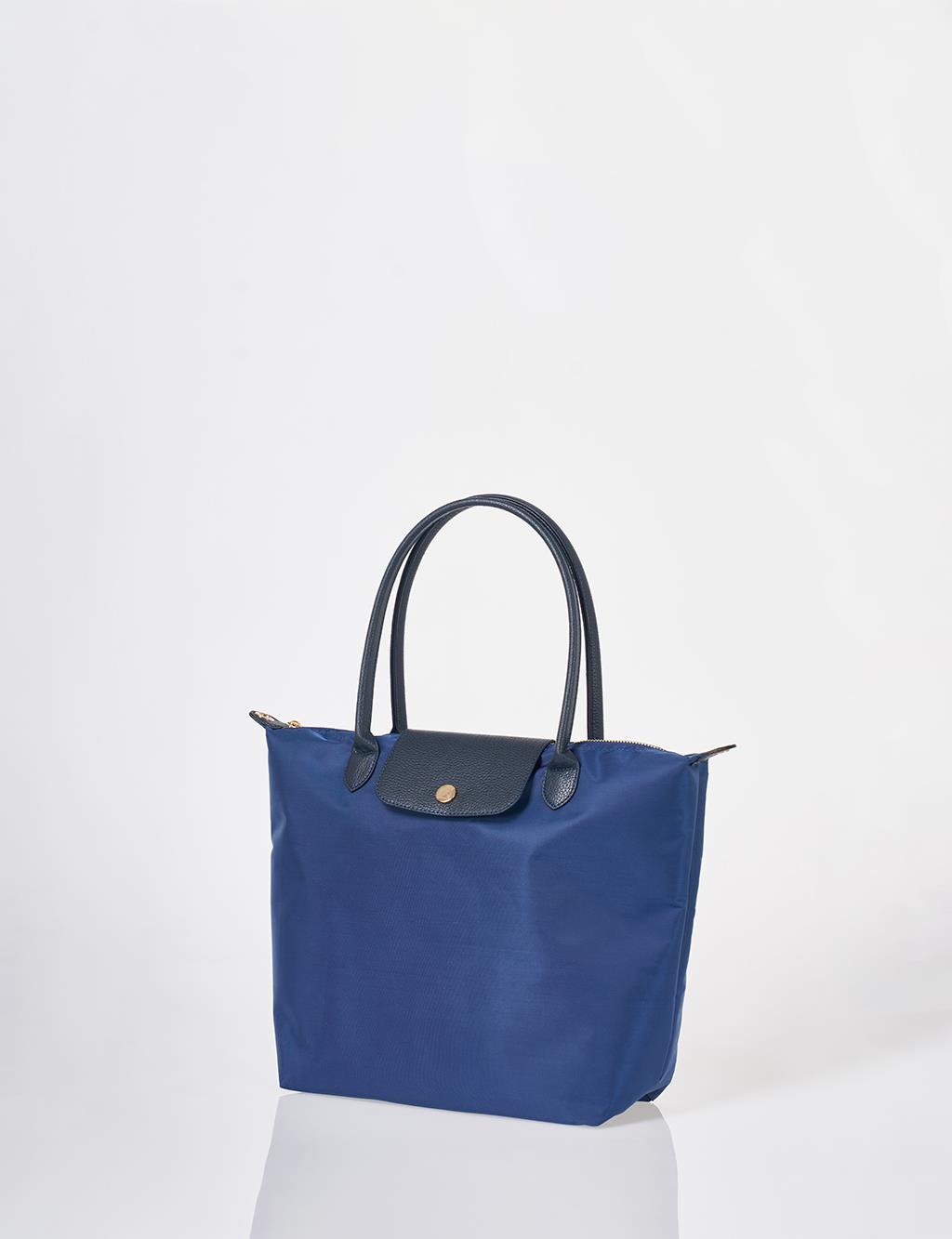 Flap Large Fabric Bag Navy