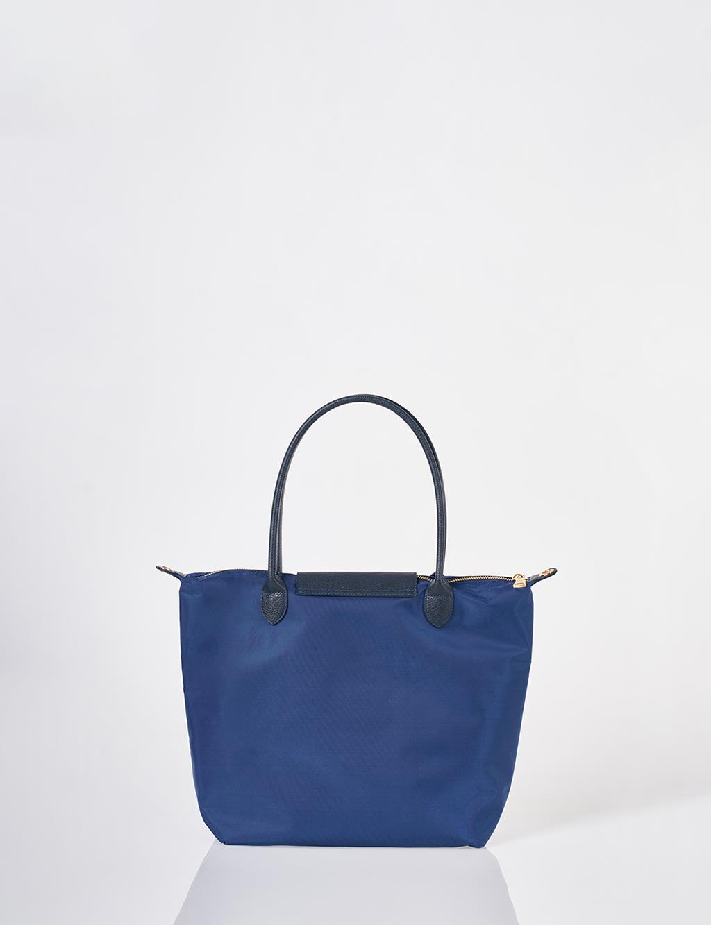 Flap Large Fabric Bag Navy