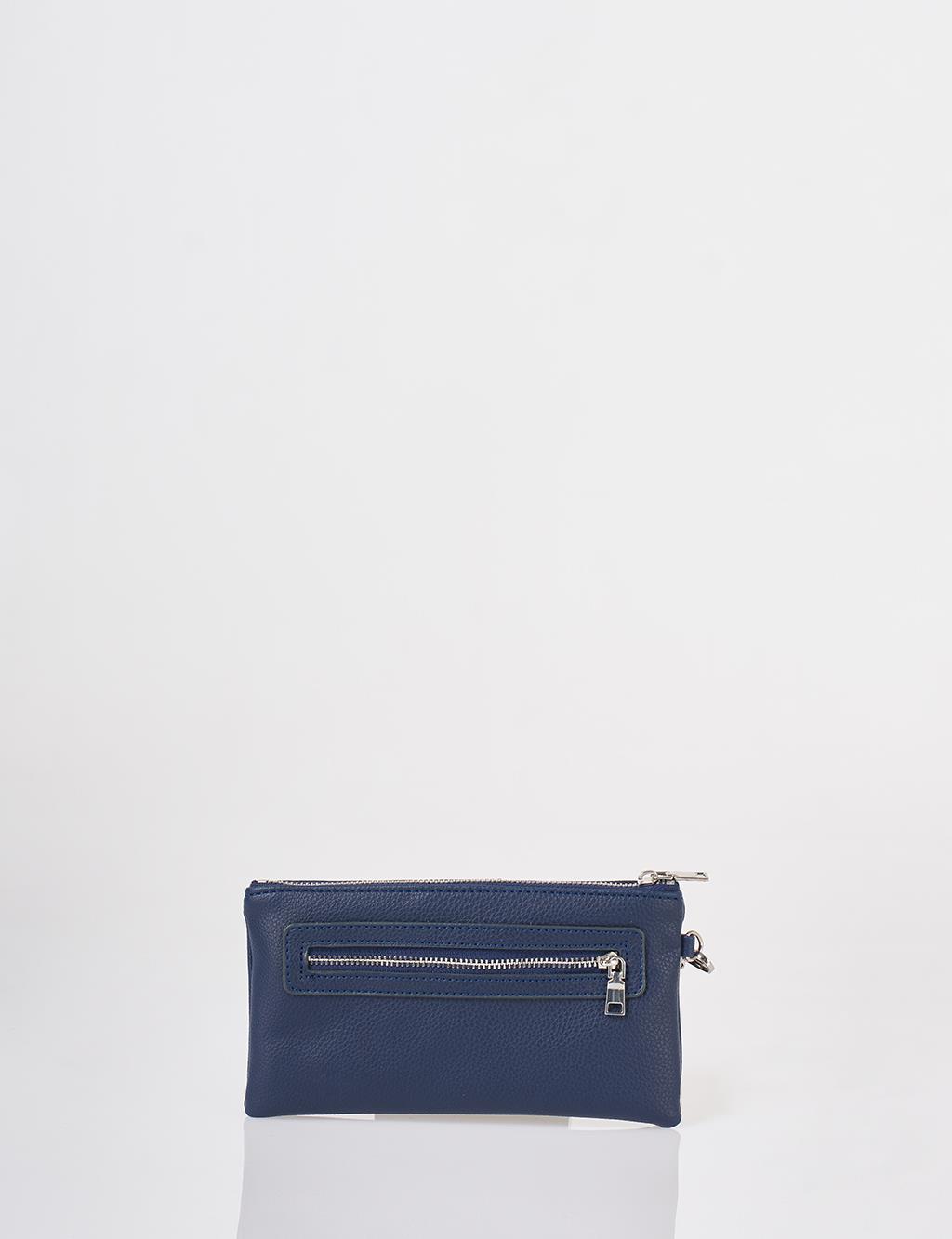 Snap Closure Long Wallet Navy