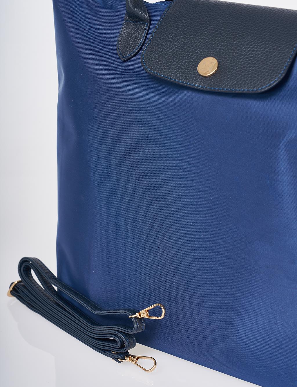Flap Large Fabric Bag Navy