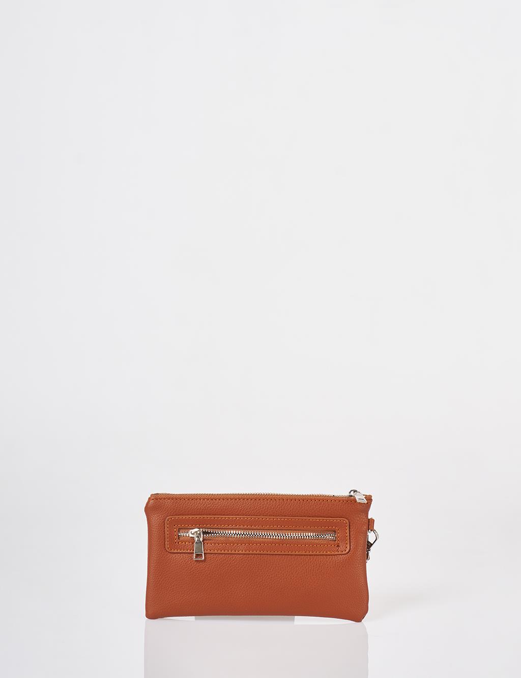 Snap Closure Long Wallet Tan