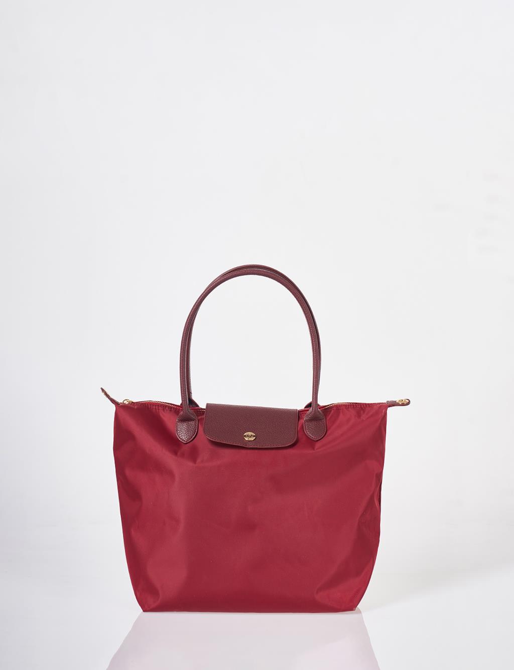 Flap Large Fabric Bag Red