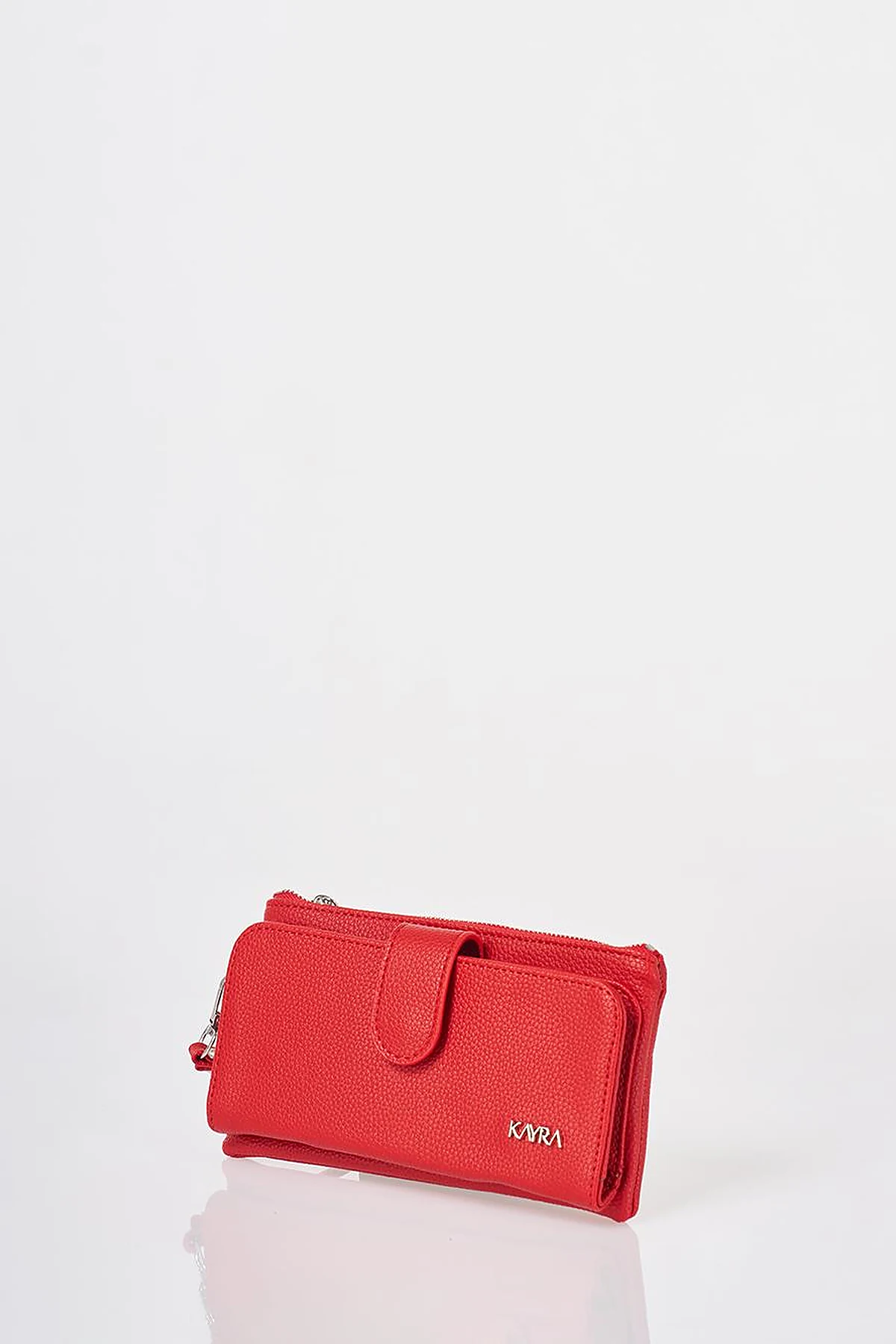 Snap Closure Long Wallet Red