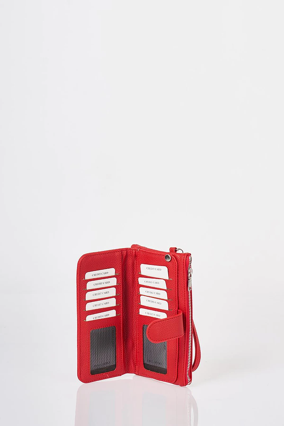 Snap Closure Long Wallet Red