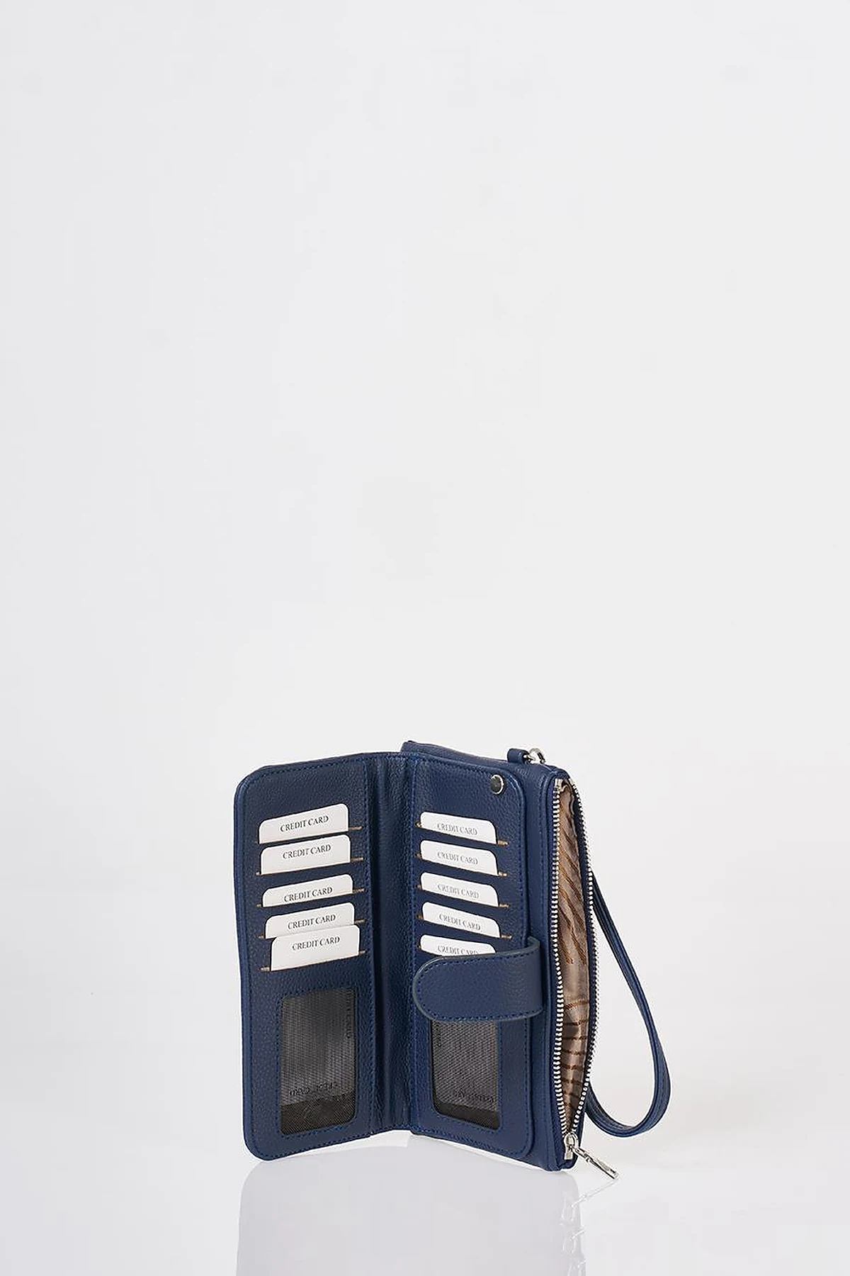 Snap Closure Long Wallet Navy