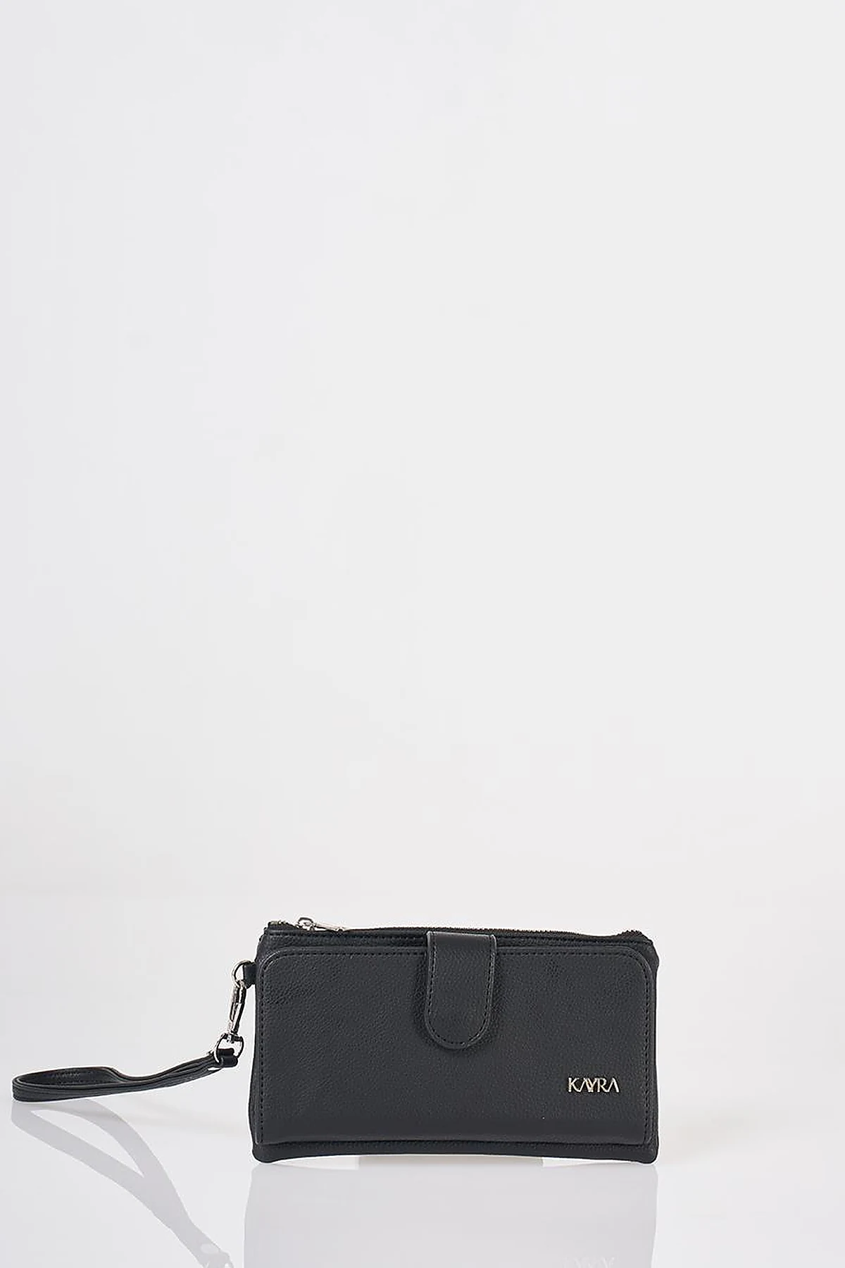 Snap Closure Long Wallet Black
