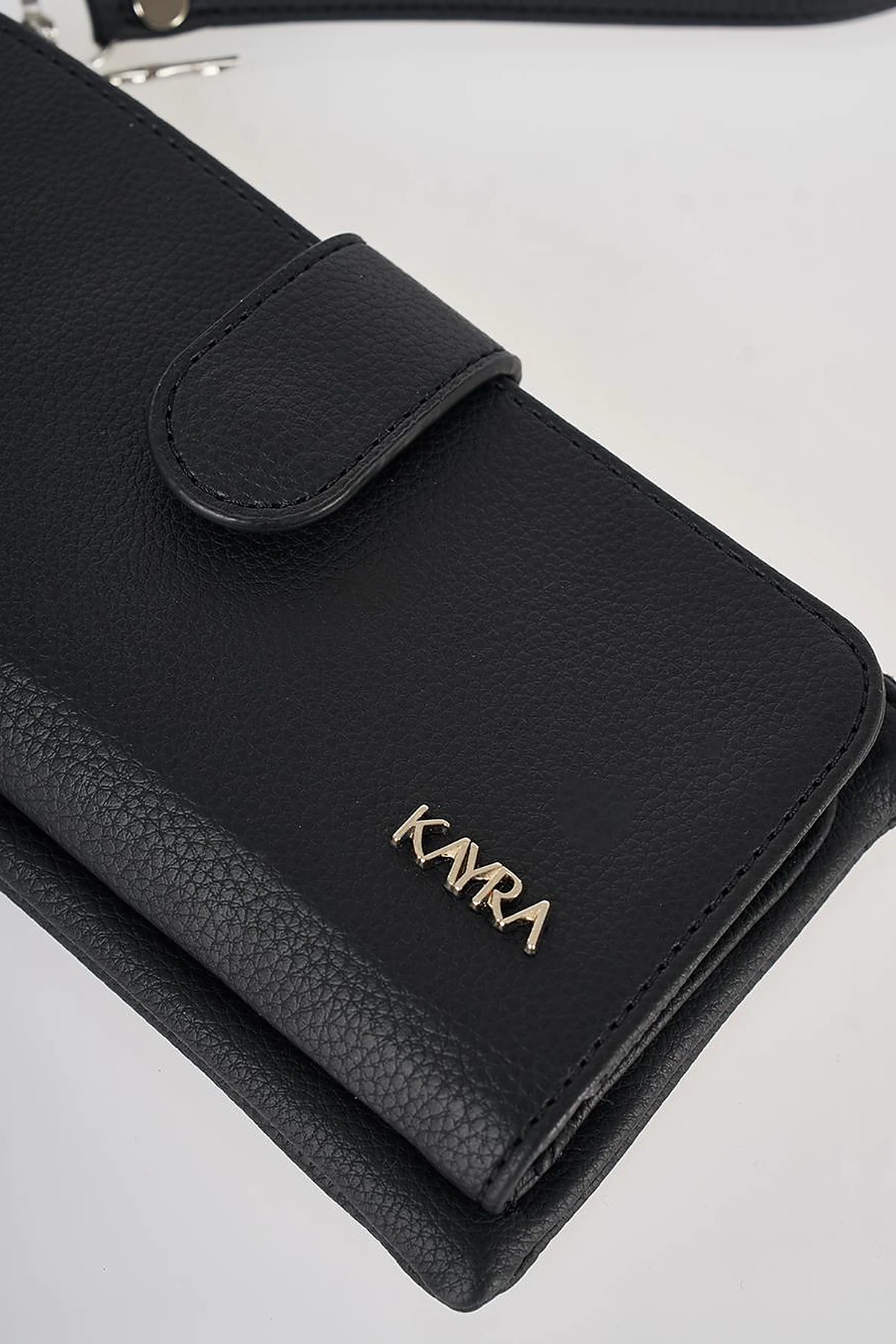 Snap Closure Long Wallet Black
