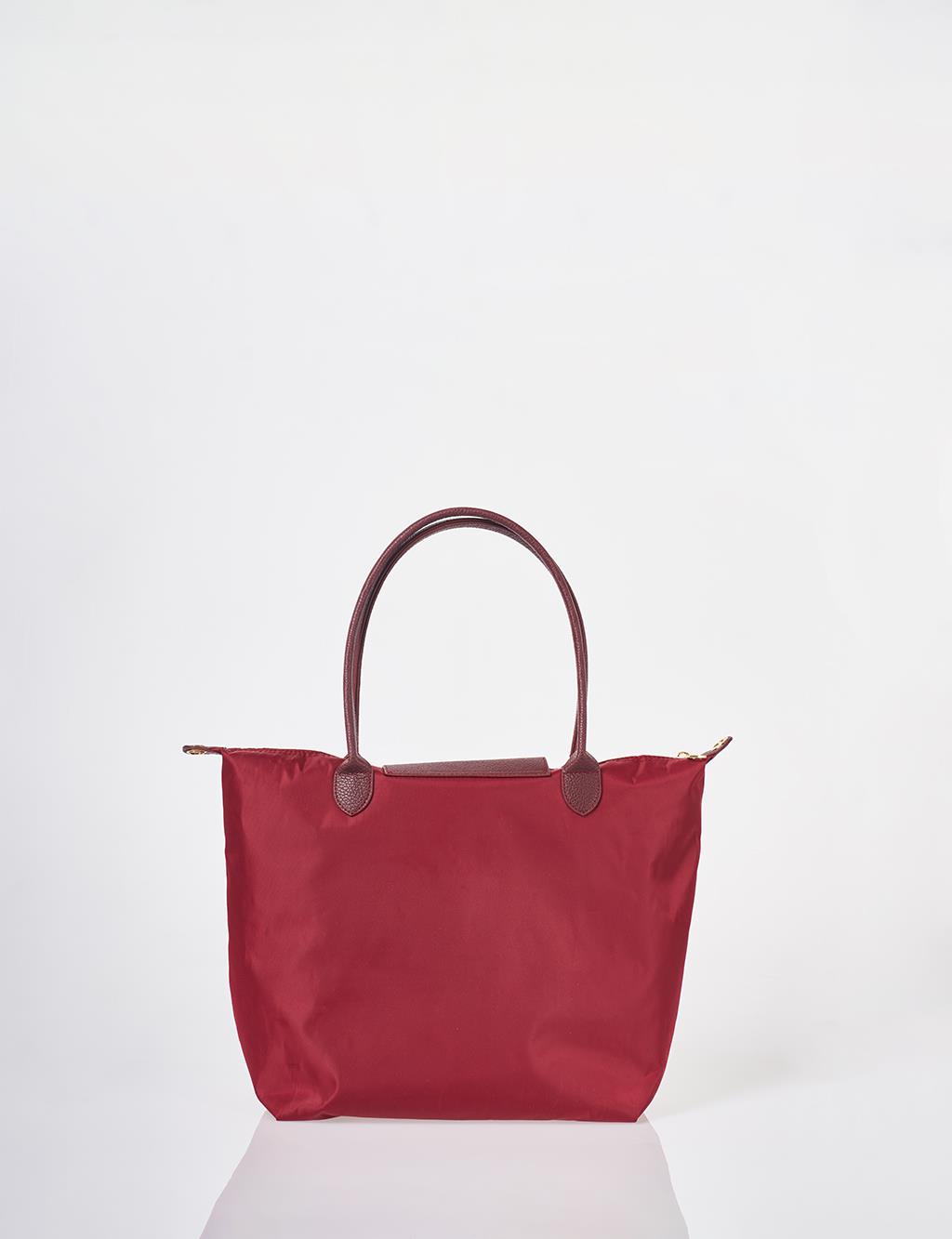 Flap Large Fabric Bag Red