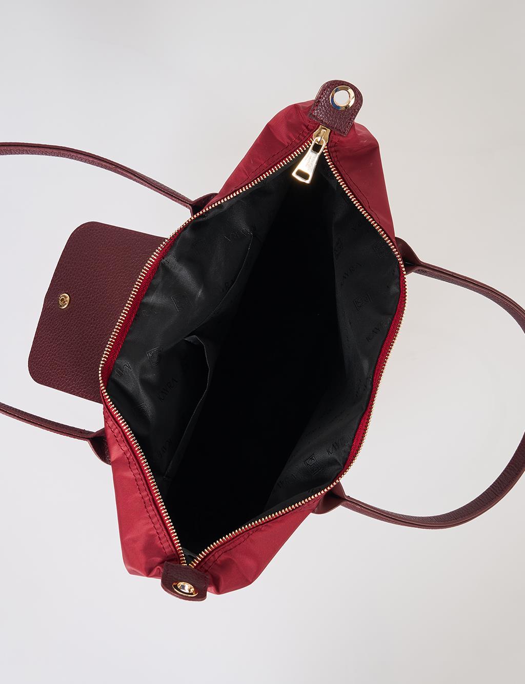 Flap Large Fabric Bag Red