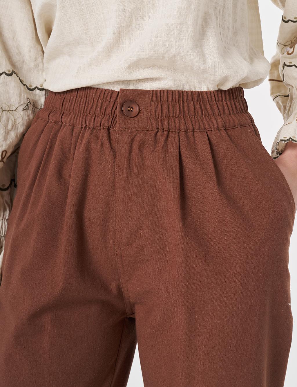 Carrot Cut Lyocell Pants Brown