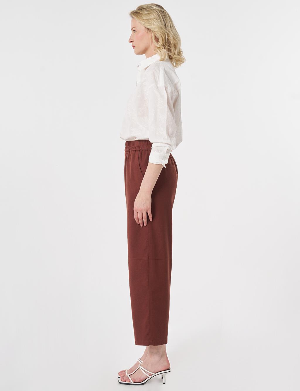 Sport Stitched Viscose Trousers Brown