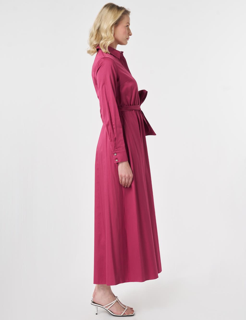 100% Cotton Embroidered Detail Dress Cherry