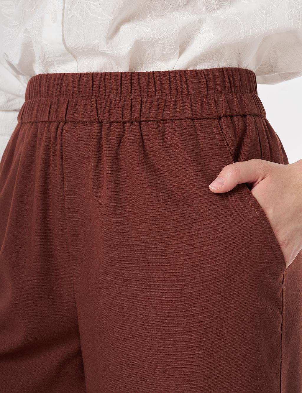 Sport Stitched Viscose Trousers Brown