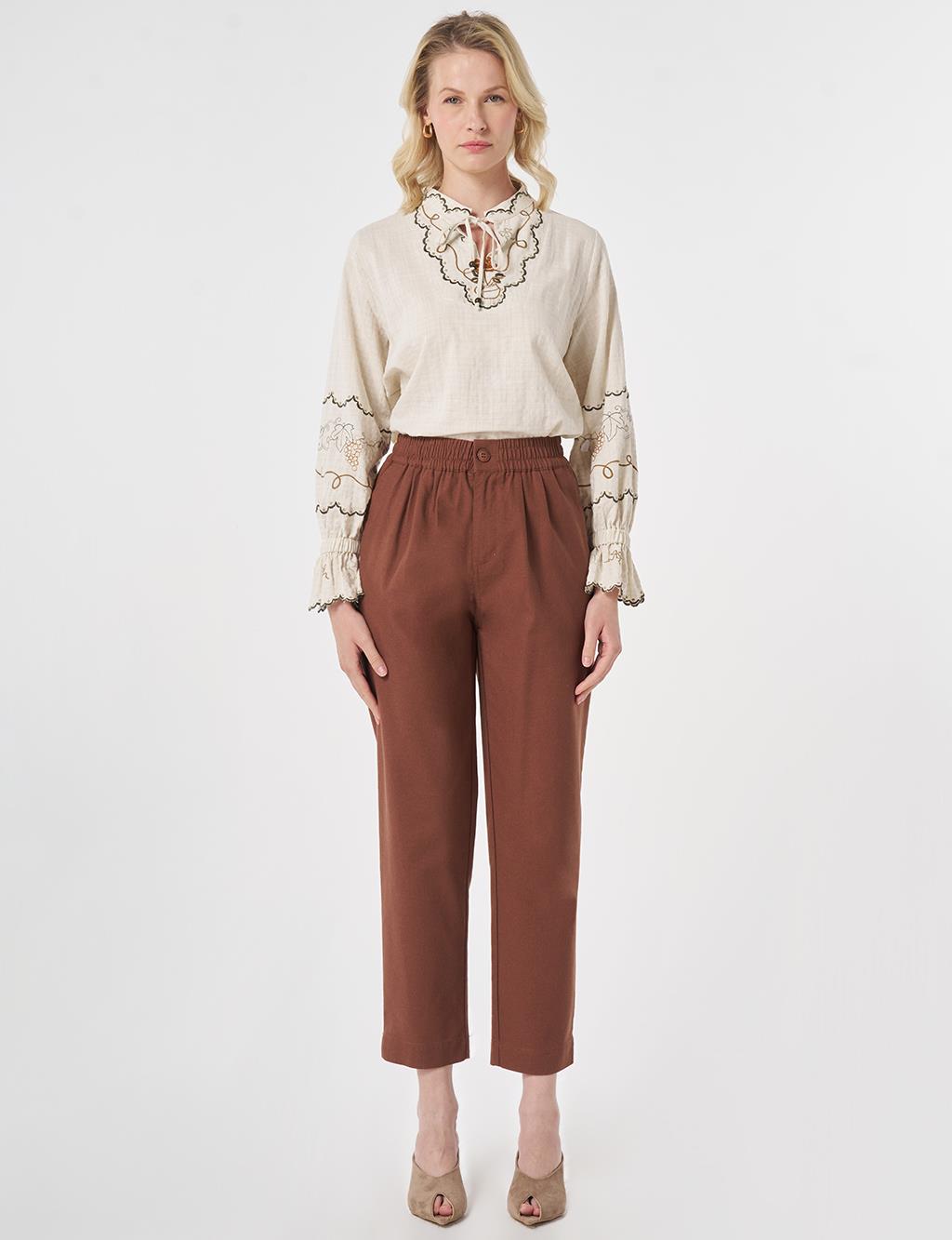 Carrot Cut Lyocell Pants Brown