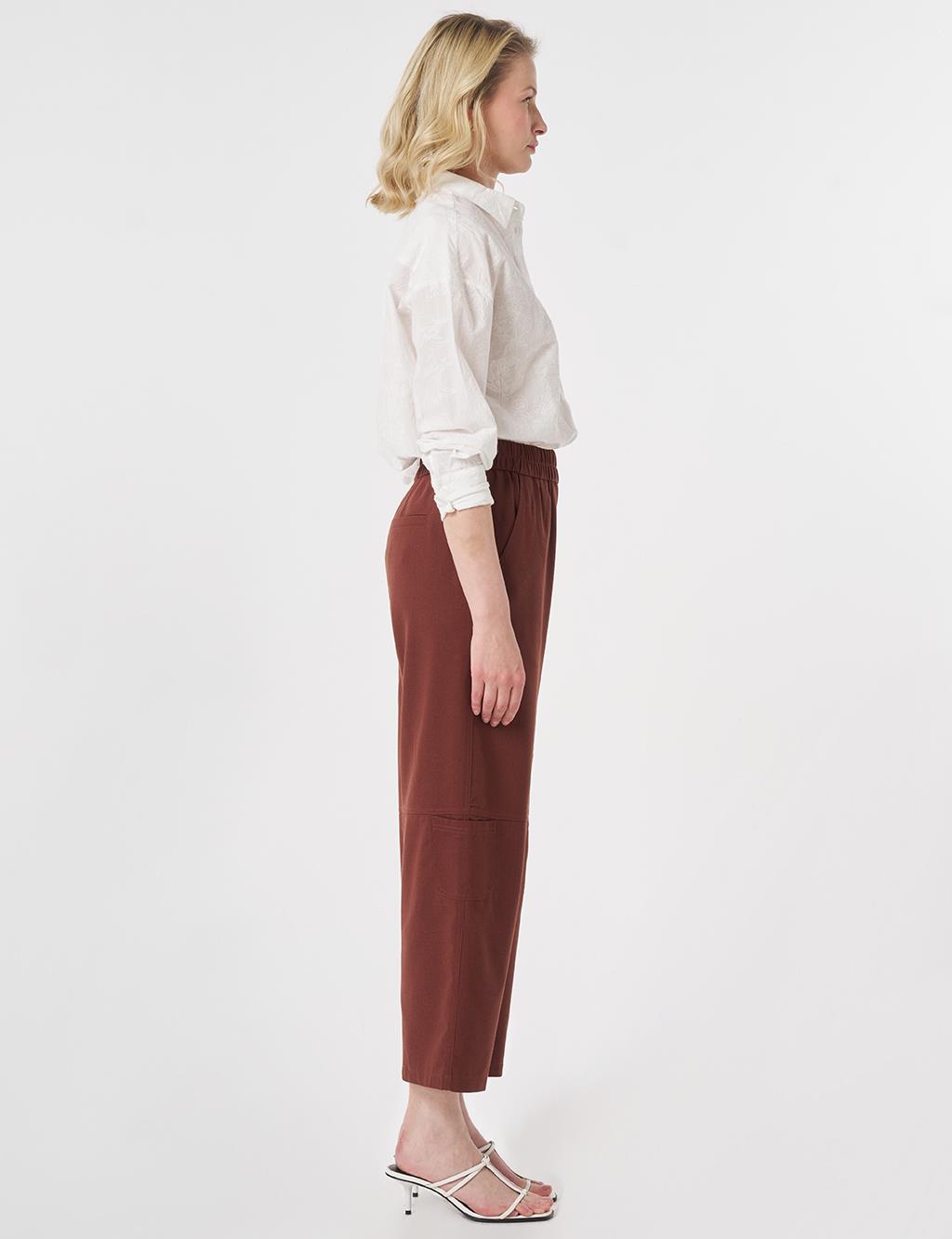 Sport Stitched Viscose Trousers Brown