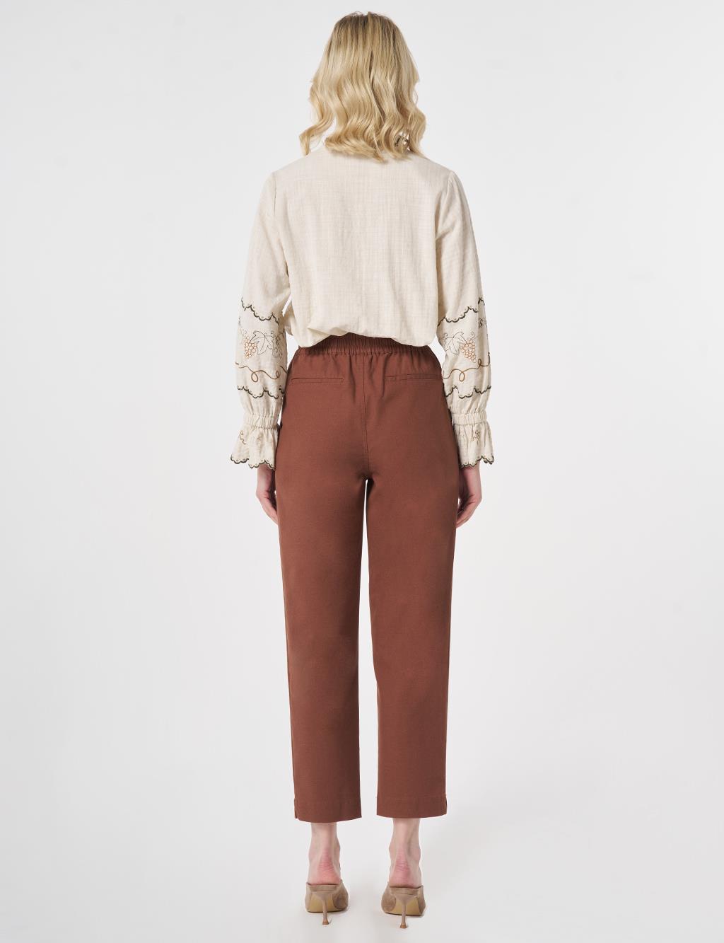 Carrot Cut Lyocell Pants Brown